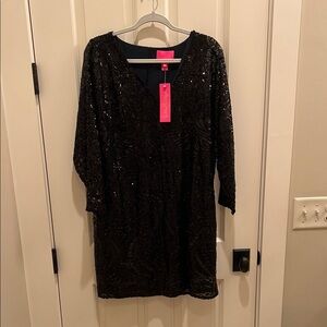 Lilly Pulitzer Black Sequin V-Neck Dress